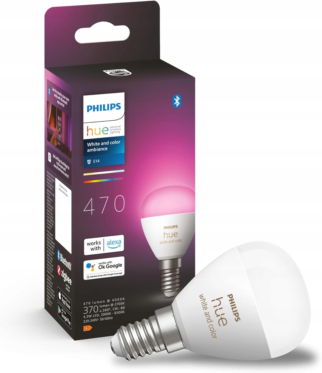 Led žárovka Philips Hue E14 5,1W 40W Rgb Smart White and Color Ambiance