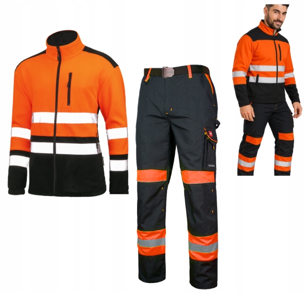 Pracovní oděv Komplet sada Bozp reflexní Kalhoty fleece Mikina 52