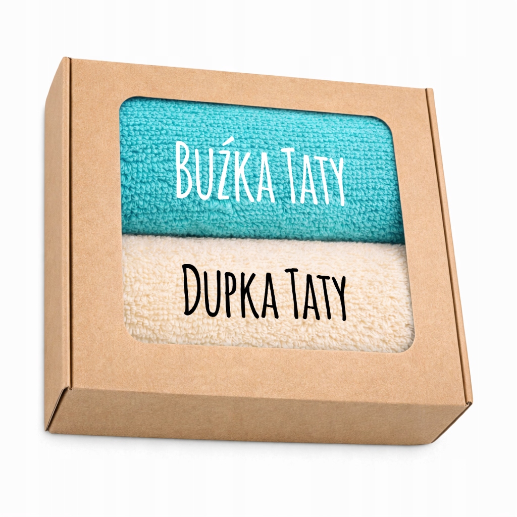 Set Ručník 50X100 Výšivka Dárek Den Otců Smajlík Tatínka Ecru A Modrá