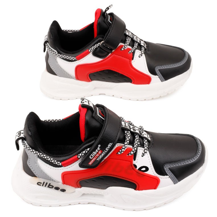 

Buty sportowe dziecięce na rzepy czarno czerwone