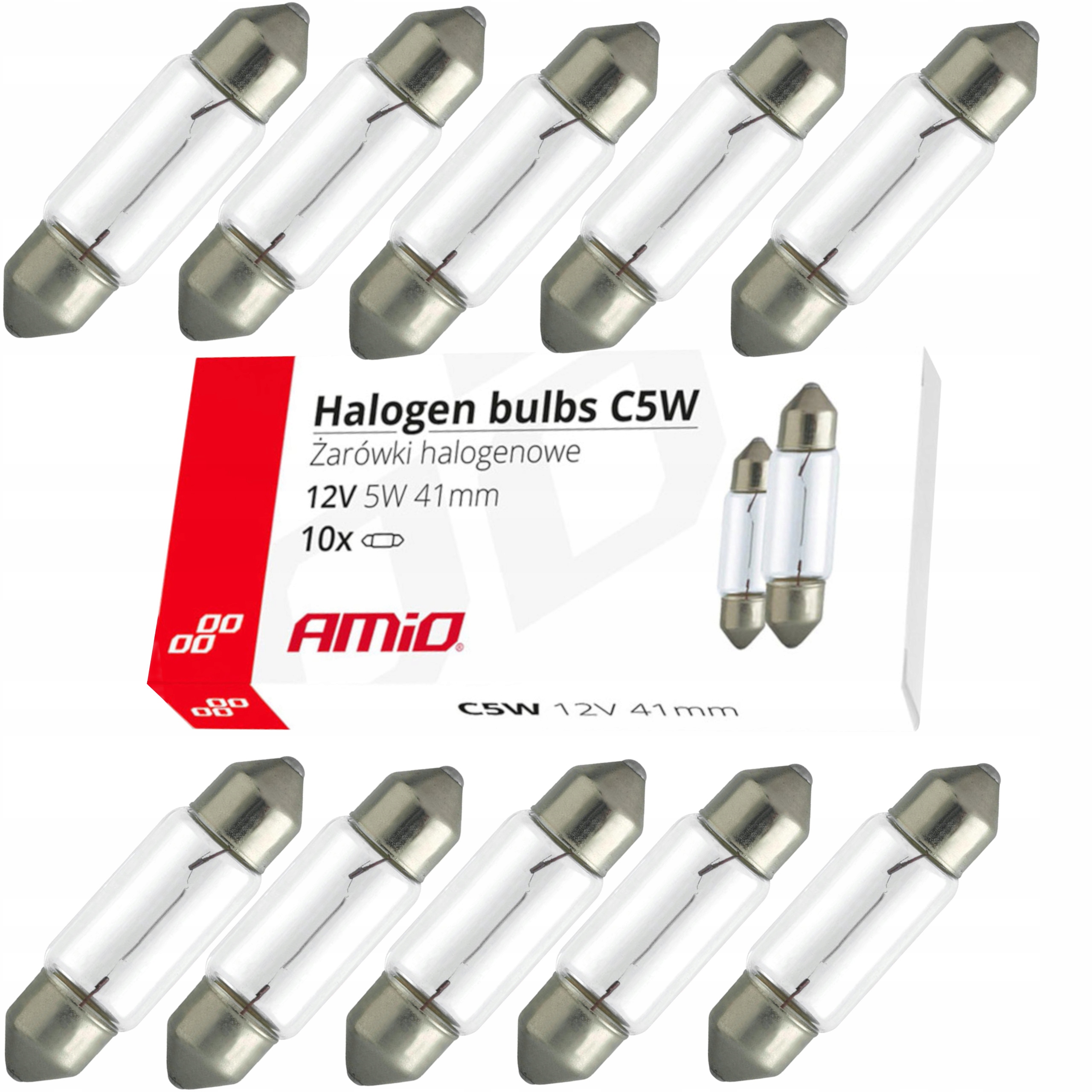 Żarówki halogenowe C5W Festoon 41mm 12V 10 szt. AMIO-02554