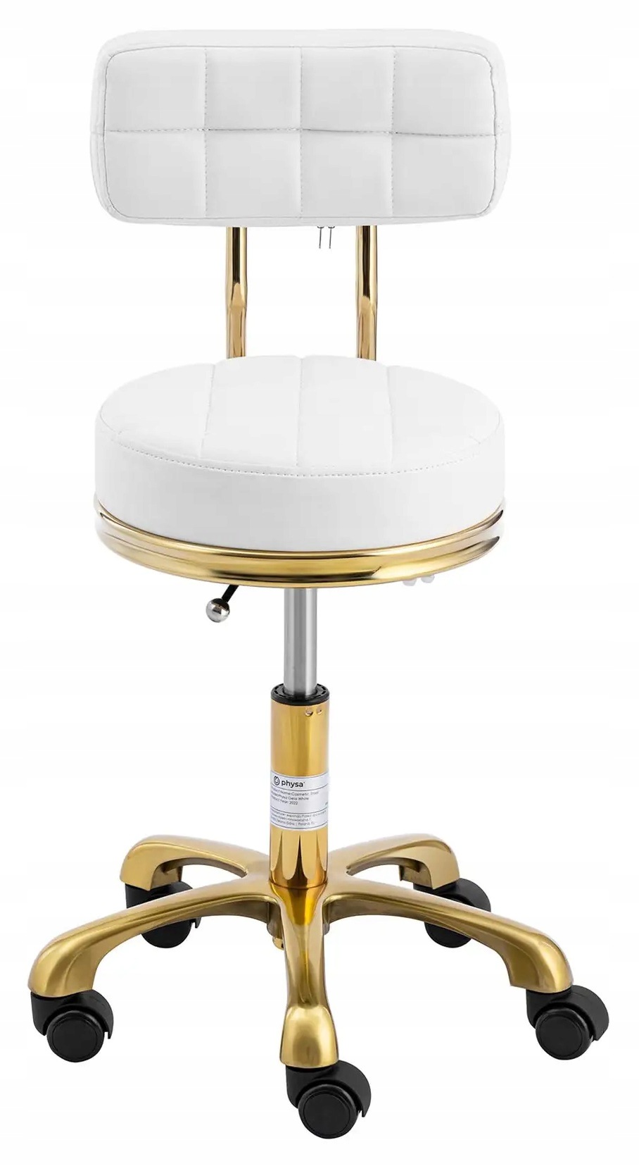 Taboret kosmetyczny obrotowy hoker 47-61cm 150kg biały Physa Gela 10040692