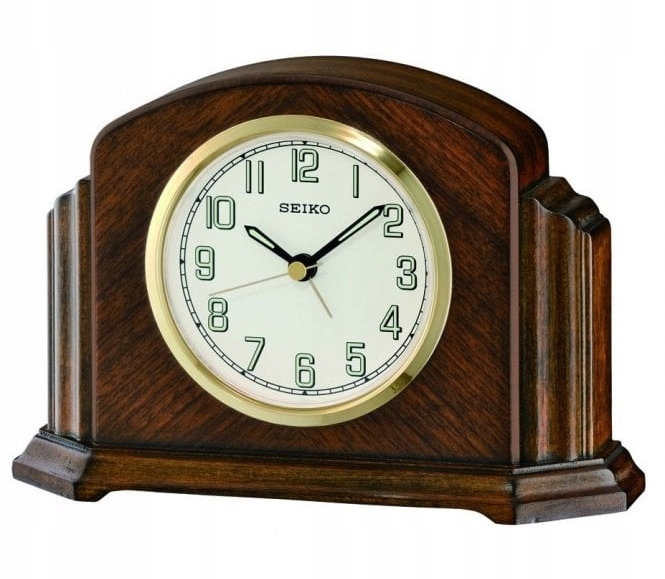 Drevený Stojaci Krbový Budík Seiko QXE043B Alarm 19x13 cm
