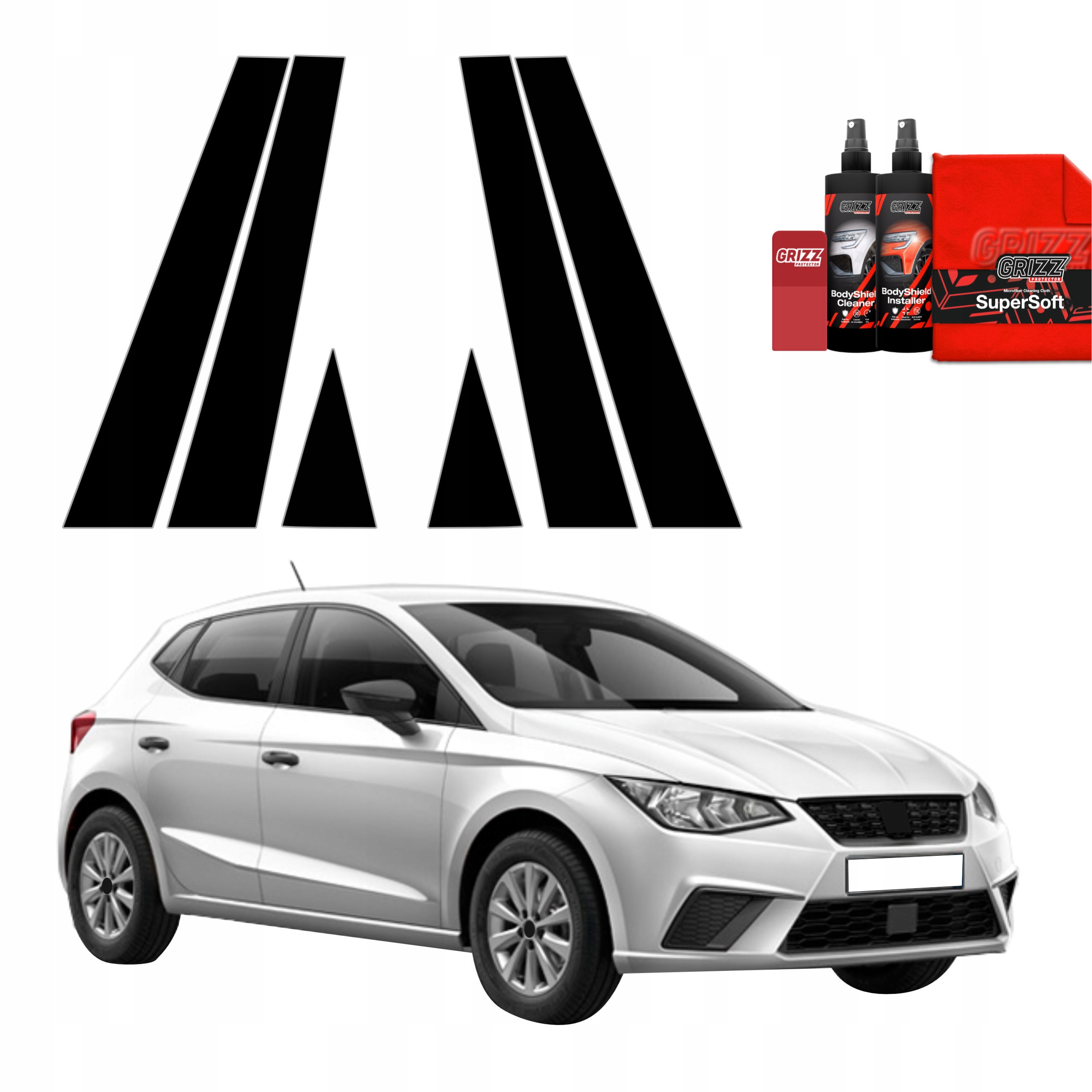 6v1 Černá fólie na sloupky pro Seat Ibiza (2021-2025)