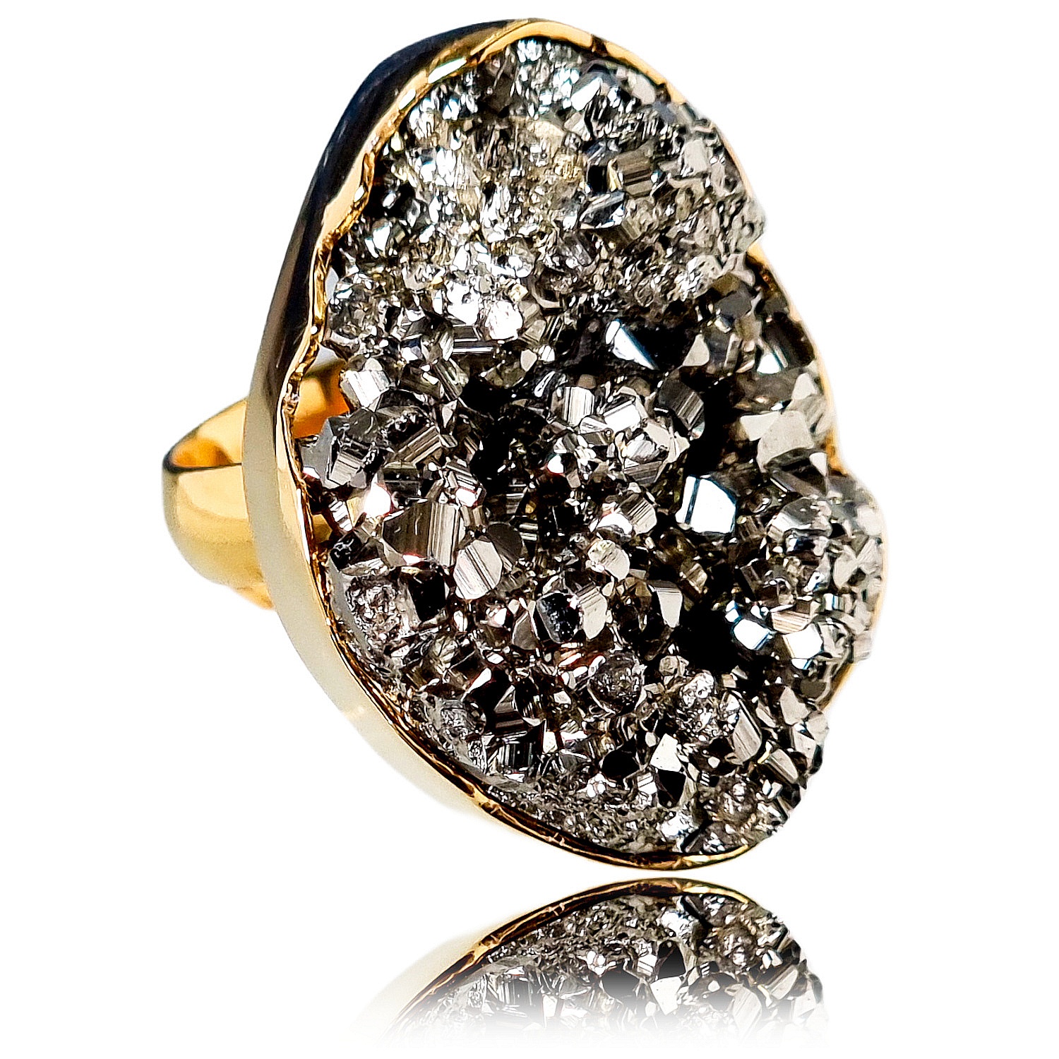 Zlatý pyrit Výjimečný Prstýnek Zlaté Stříbro R10-26 Certifikát Unikát