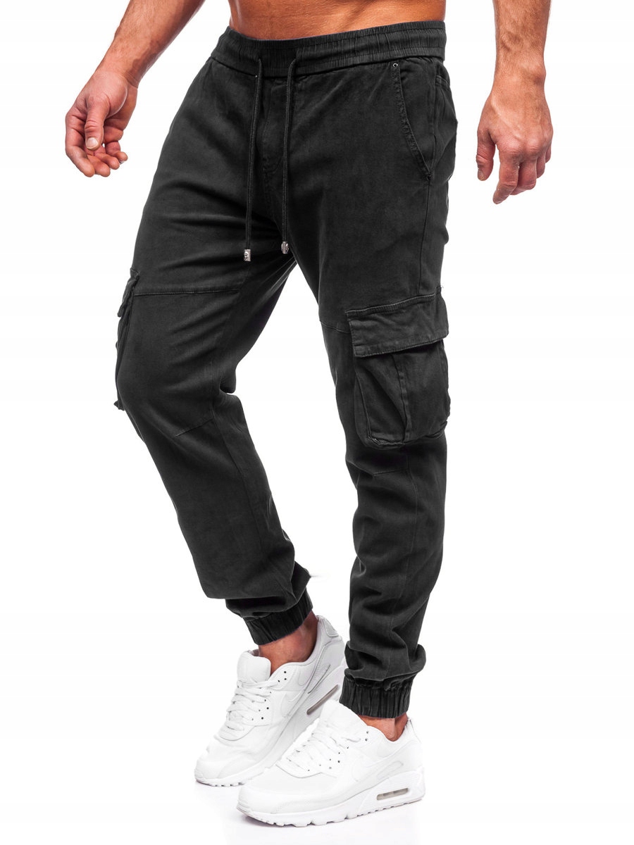 

Spodnie Bojówki Joggery Czarne MP0105N Denley_s