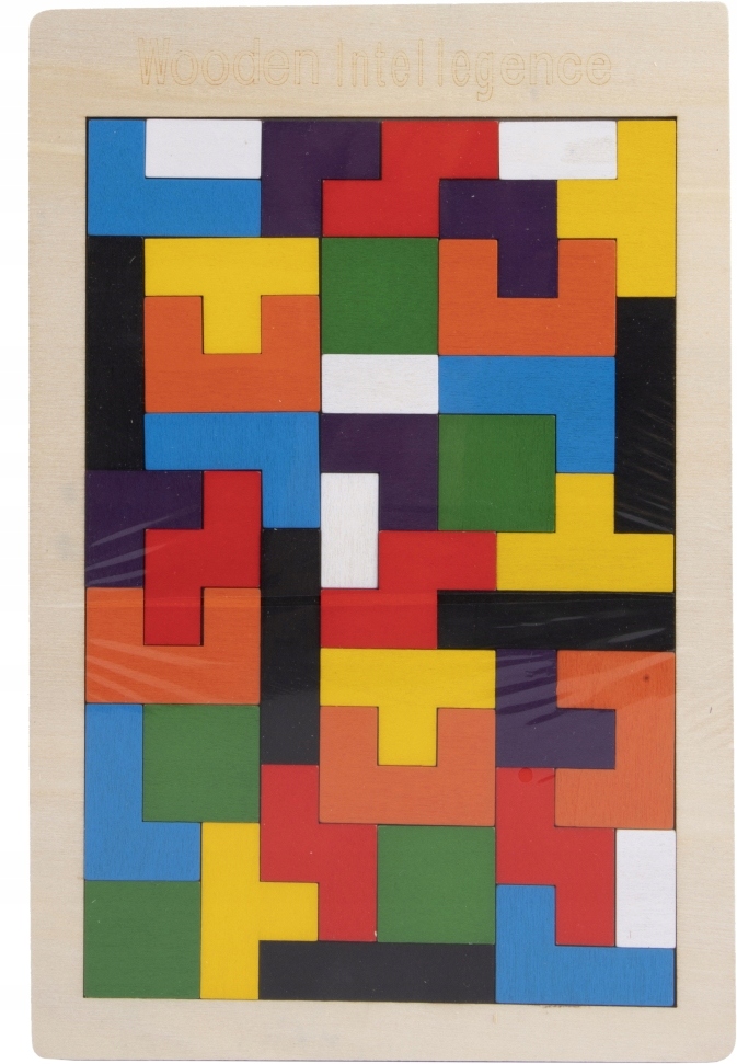 DREWNIANE KLOCKI TETRIS UKŁADANKA MONTESORI MONTESSORI PUZZLE Liczba elementów 40 szt.