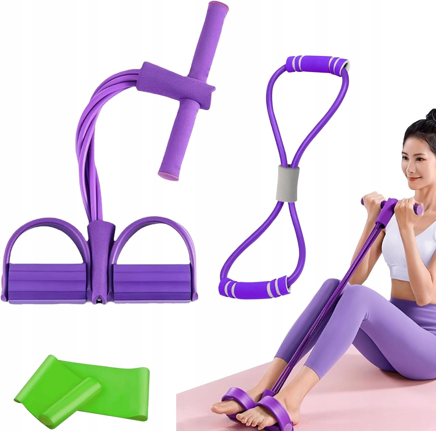 Fitness Expander S Pedály Gumové Lano Tréninkové Pásy