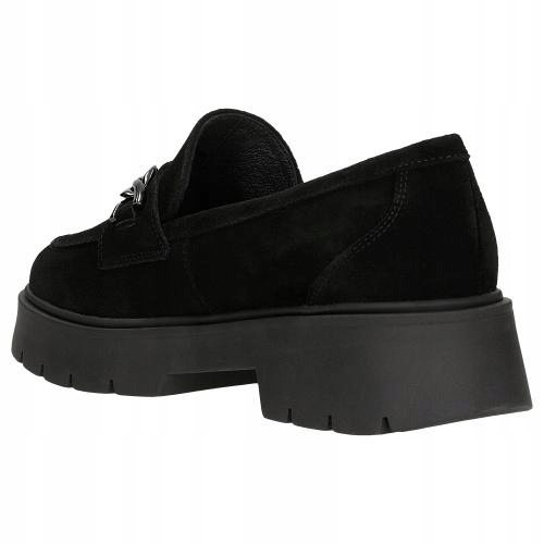 BUTY DAMSKIE WELUROWE półbuty mokasyny Wojas GRUBA PODESZWA czarne r. 38 Stan opakowania oryginalne