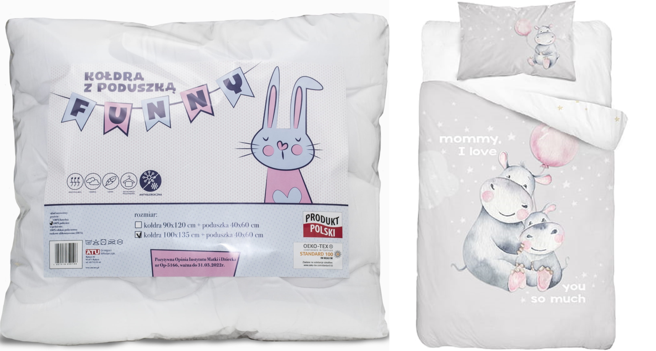 

Komplet kołdra poduszka 100x135 +pościel bambusowa