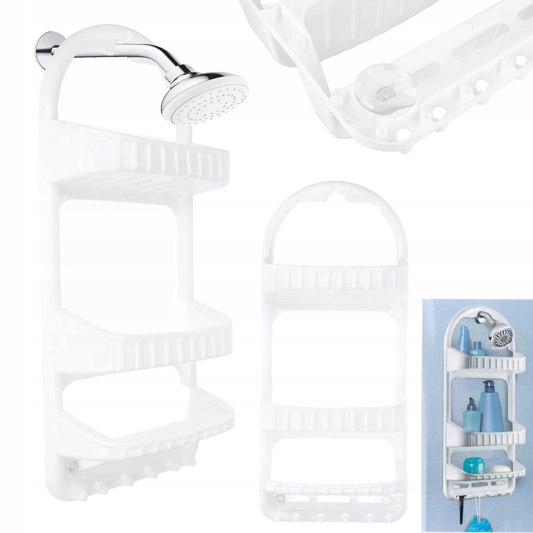 

Półka pod prysznic do łazienki plastikowa biała
