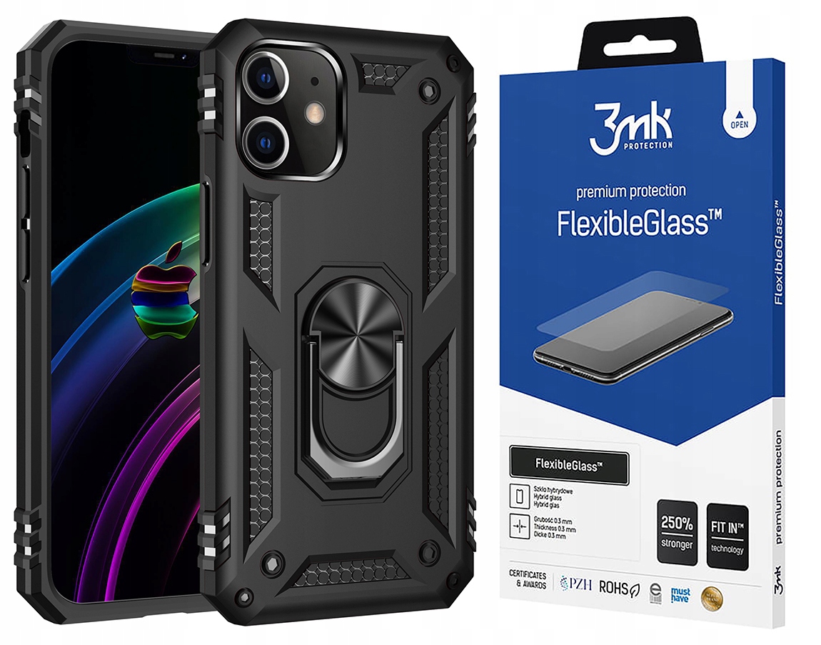 Etui PACNERNE RING COVER CASE do, IPHONE 12 MINI HARD ARMOR i Szkło 3MK