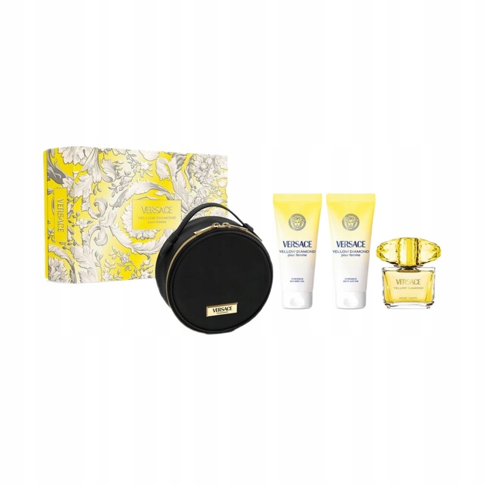 Sada Versace Yellow Diamond toaletní voda 90 ml gel balzám kosmetická taštička