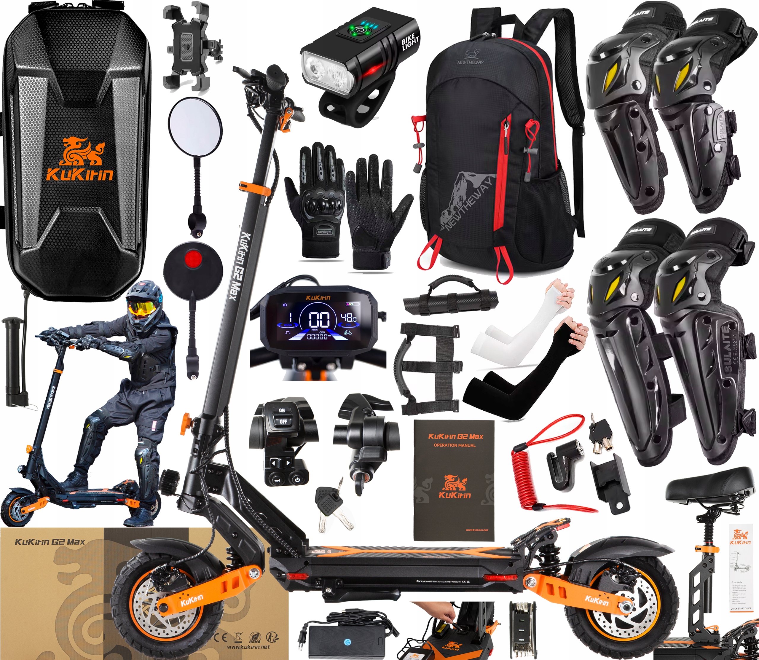 KuKirin G2 Max Pojazd elektryczne 1000W 48V 20.8AH 55KM/H 70KM +11 Prezenta