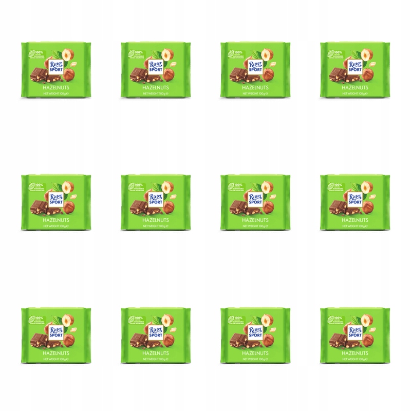 Ritter Sport Czekolada mleczna z ciętymi orzechami laskowymi 100g X12