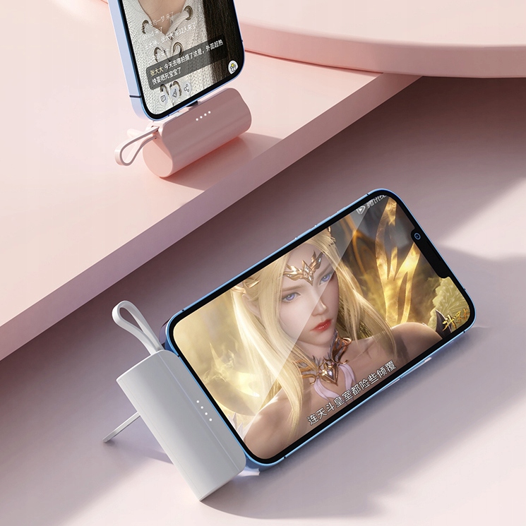 Mini power bank 5000mAh z obsługą IPHONE/TYP-C - BIAŁA Napięcie nominalne 5 V