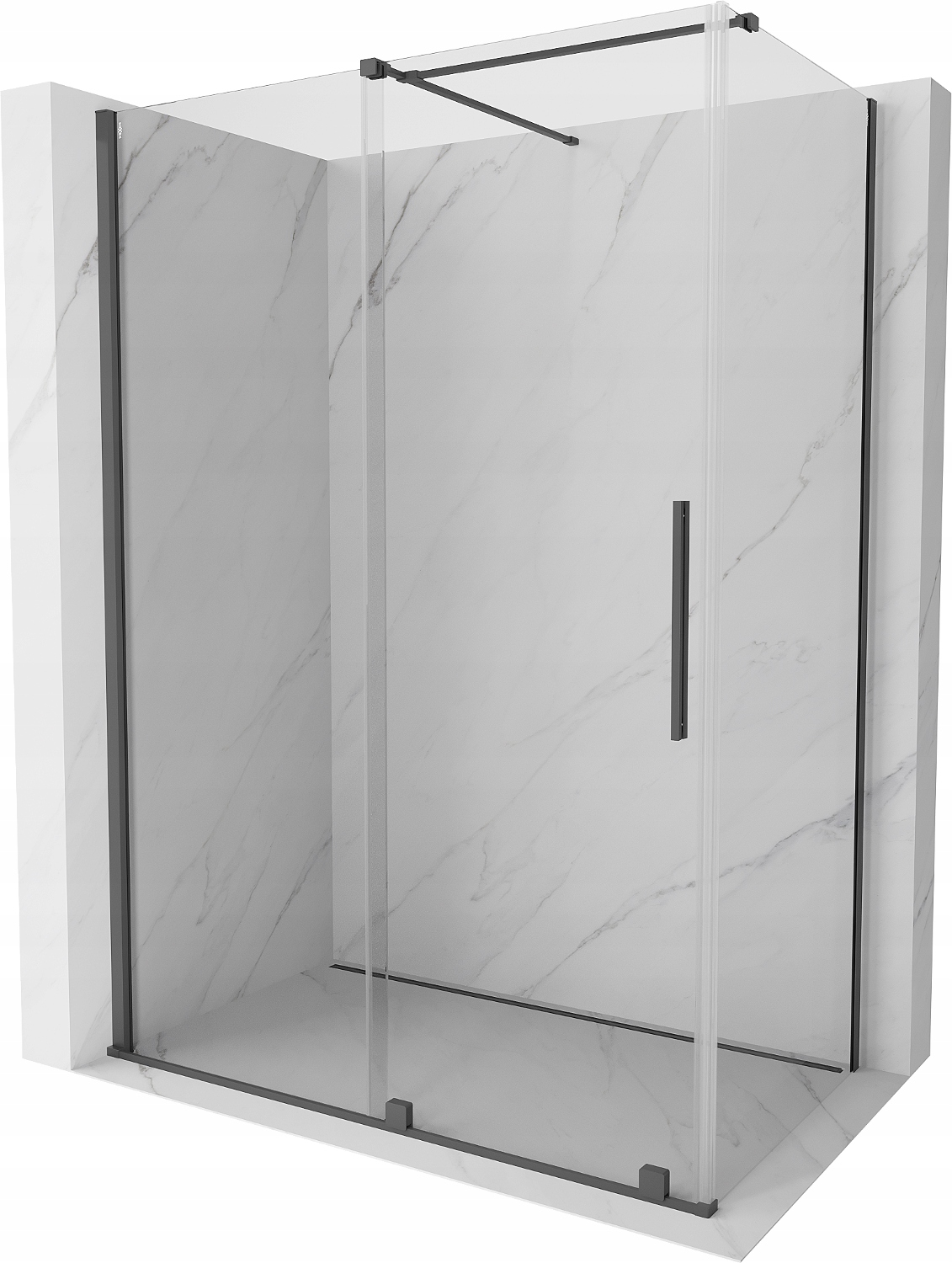 Mexen Velar sprchový kout 160x90 cm, průhledné, gun gray kartáčovaný