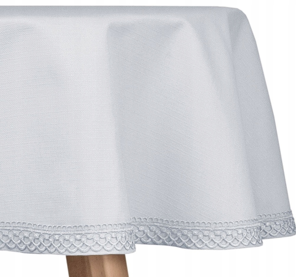 Obrus plamoodporny Okrągły z koronką Koło Ø160 AZ-177 Versal ll Jasno-szary