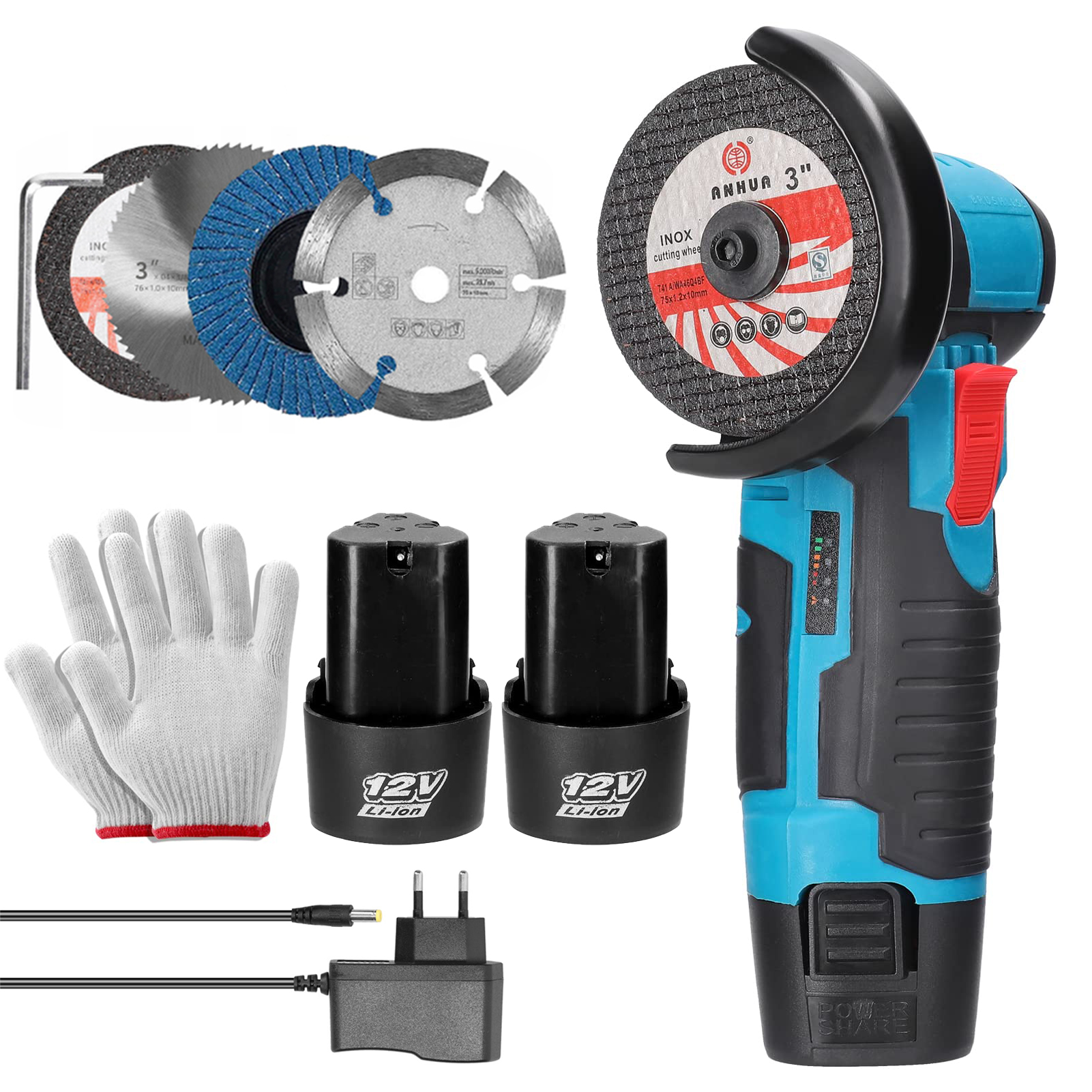 Mini Úhlová Bruska 12V Bezkartáčová 2X Aku 4X Kotouč