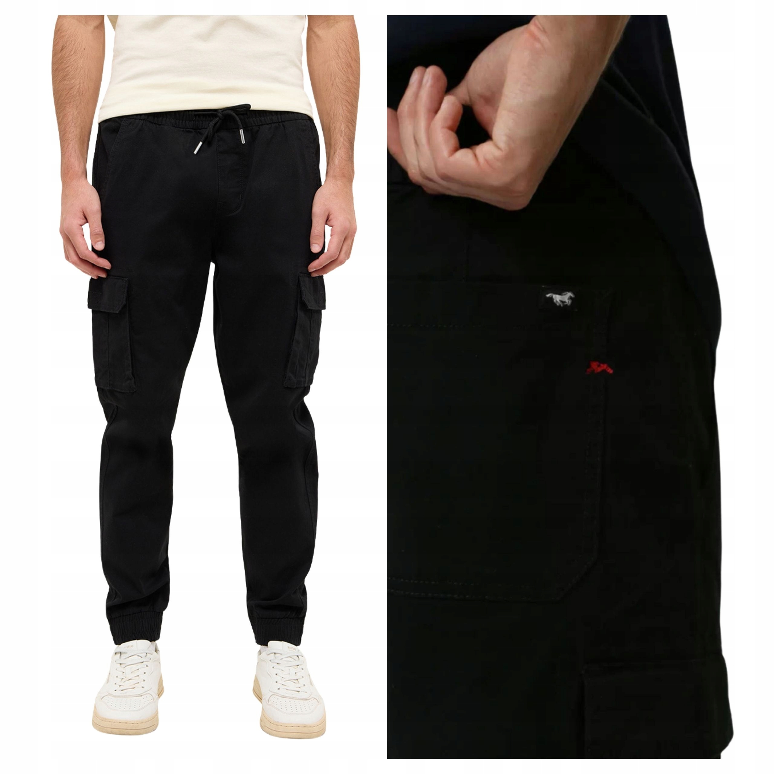 Mustang Pánské kalhoty Paris Jogger Cargo Černé Casual W32 L32