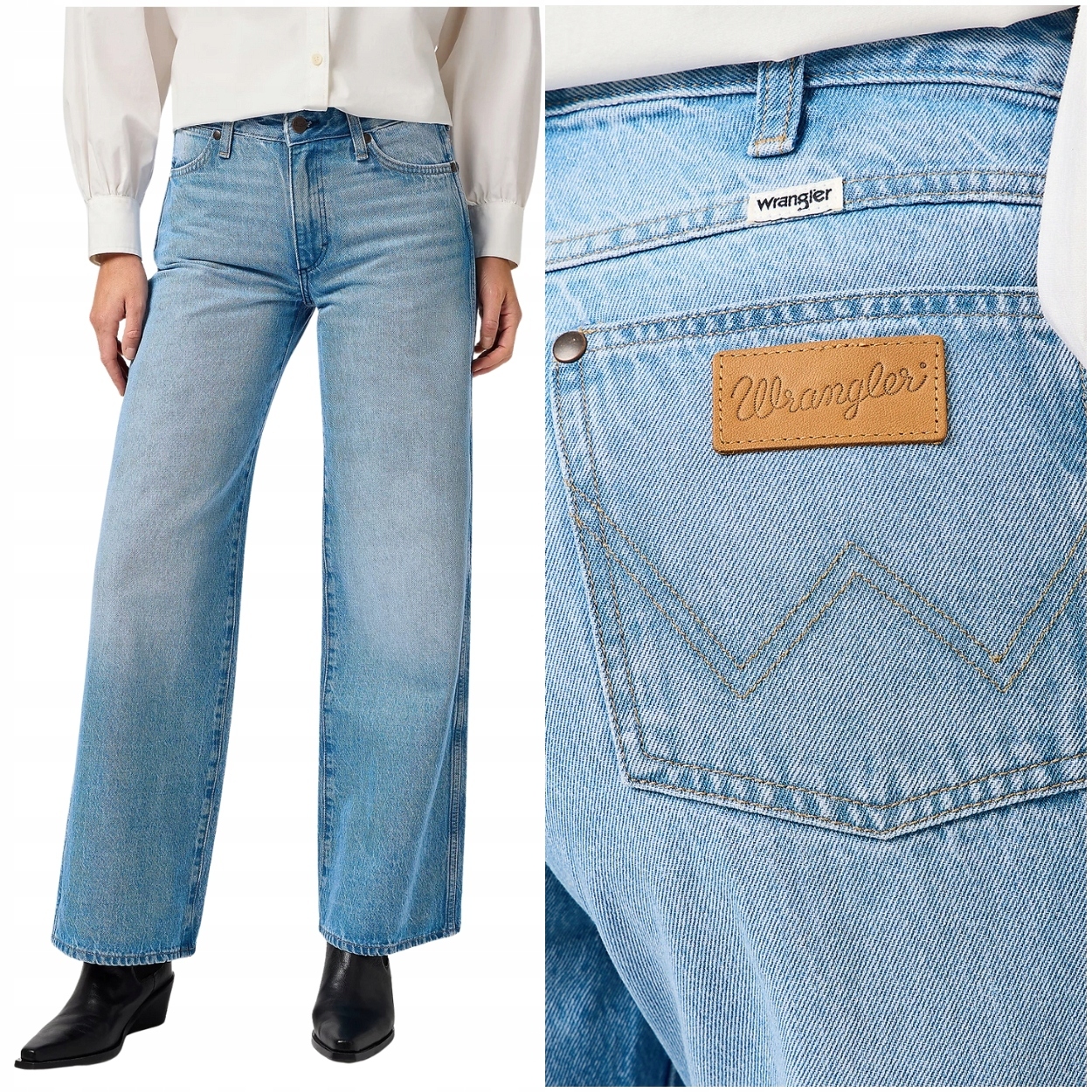 Wrangler World Wide volné široké dámské džínové kalhoty palazzo W27 L32