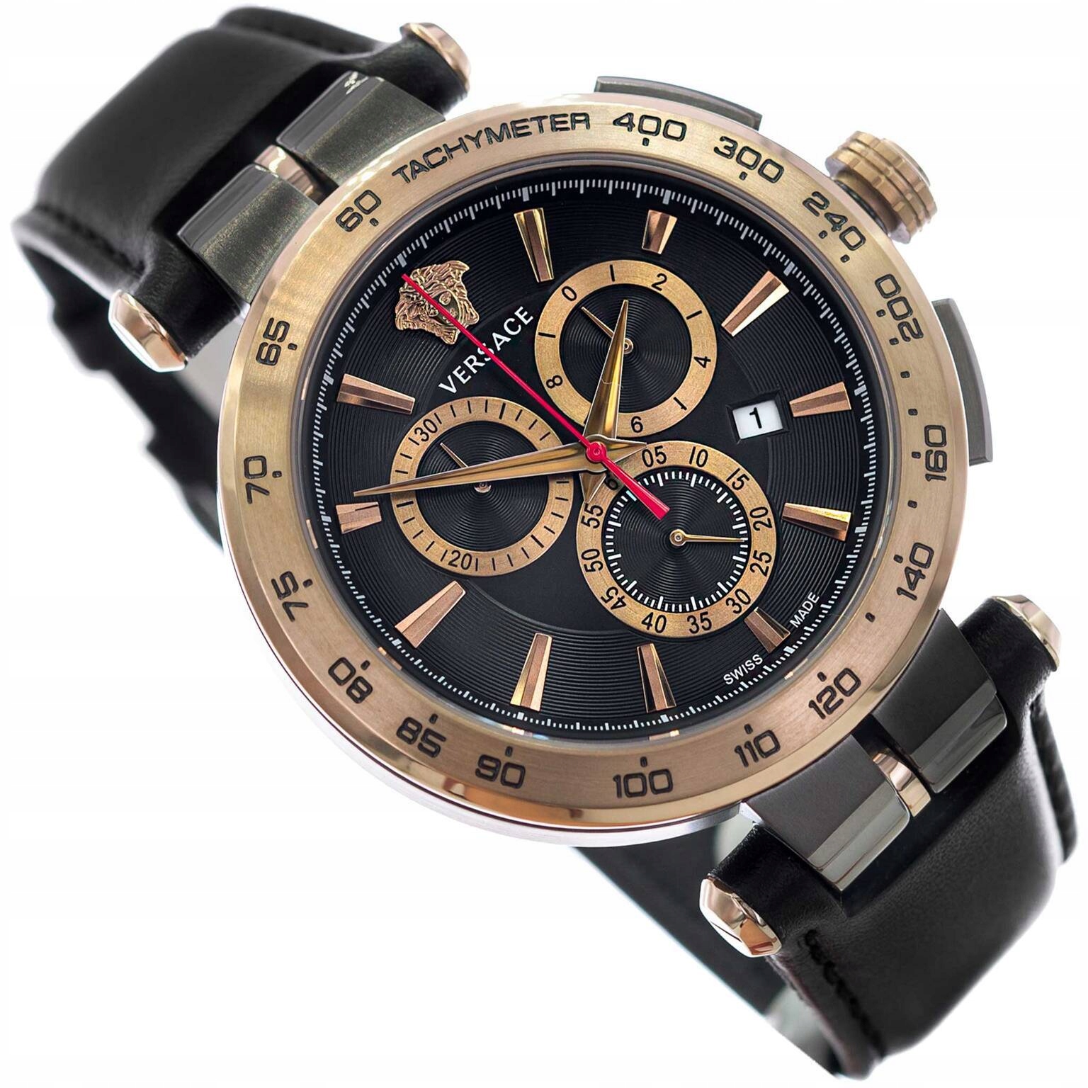 Pánské Hodinky Versace VE6CA0323 Aion Chrono Gent Černé Na Řemínku Datumovka