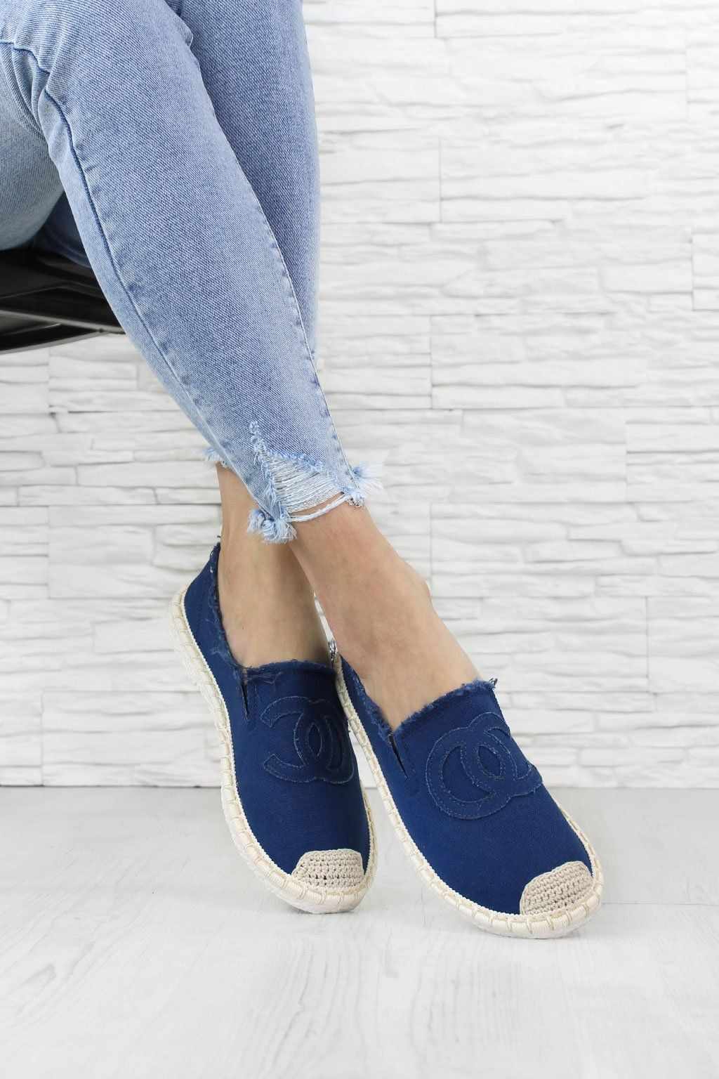 GRANATOWE ESPADRYLE WSUWANE NB273 SZARPANE 40