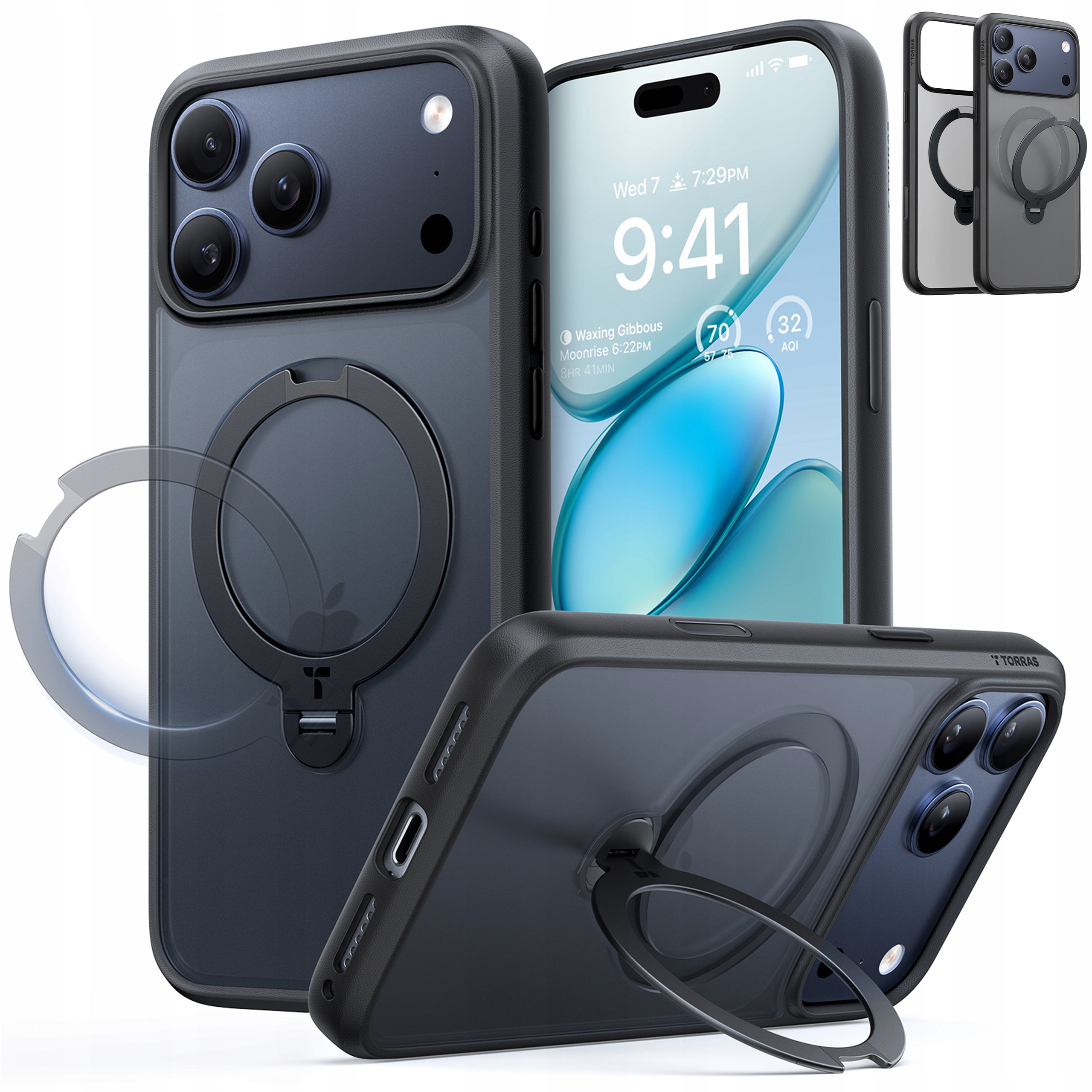 Torras Ostand Spin Case Pouzdro MagSafe s držákem pro iPhone 17 Pro Kryt