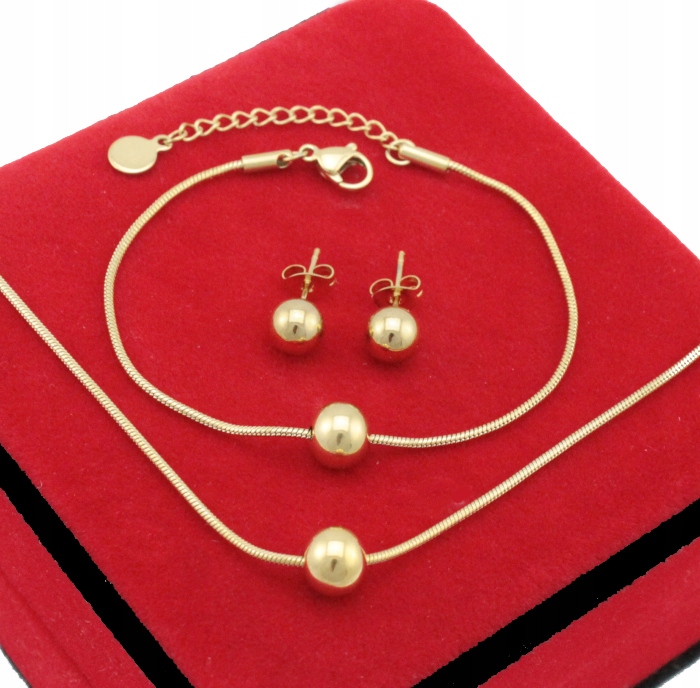 

Komplet Złoty 3 Cz Żmijka Kula Stal Chirurgiczna