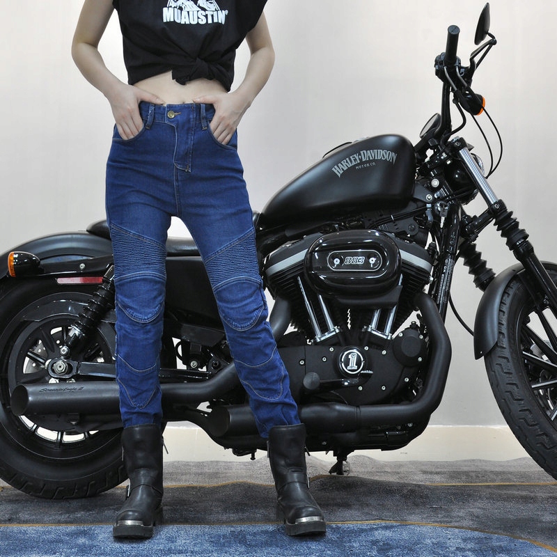 Damskie JEANSY MOTOCYKLOWE SPODNIE OCHRANIACZE Rozmiar M