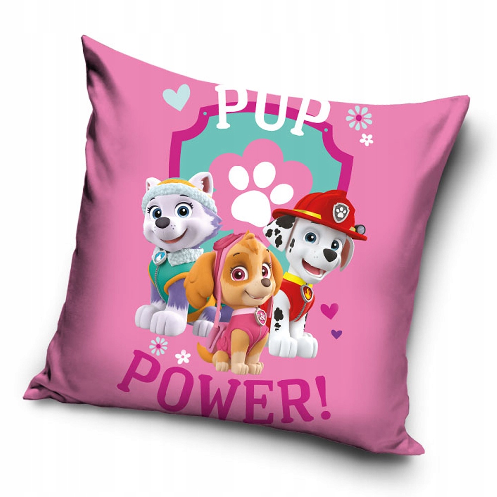 Poszewka 40x40 dekoracyjna MIĘKKI VELVET dla dziewczynki Psi Patrol różowy
