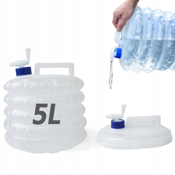 SKŁĄDANA BUTELKA BAŃKA BANIAK NA WODĘ ZBIORNIK WIADRO POJEMNIK WOREK 5L