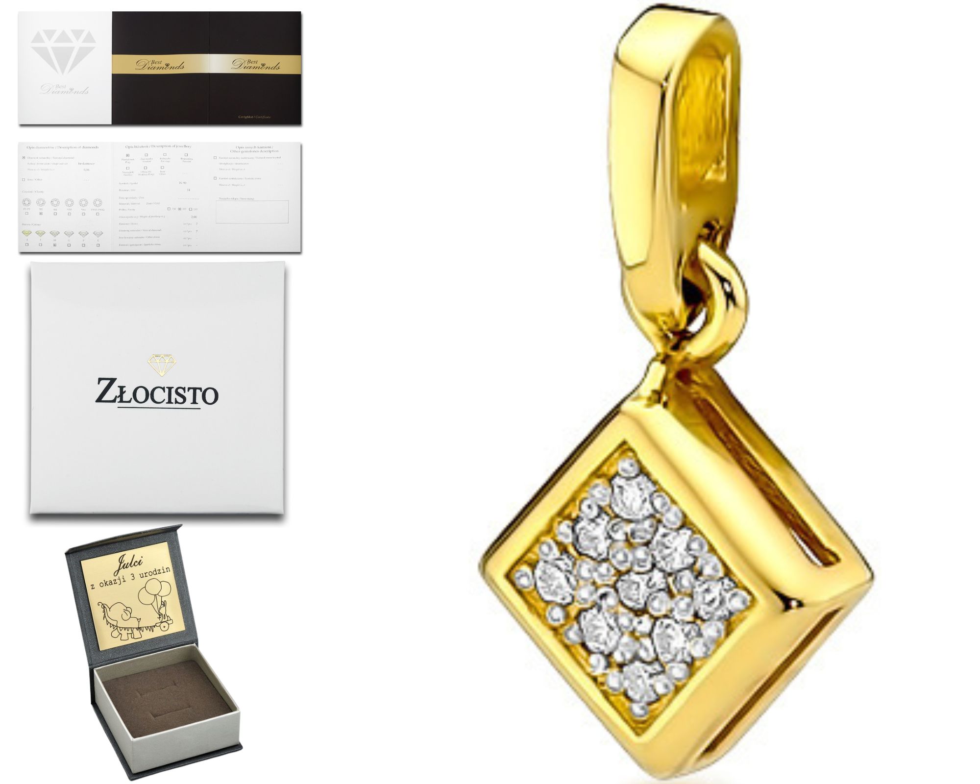 Zlatý Přívěsek Přívěsek S Brilianty Diamanty 585