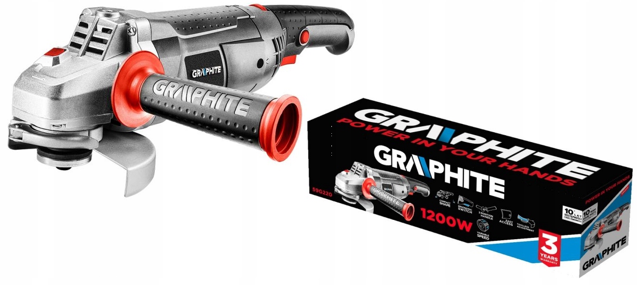 

Graphite Szlifierka Kątowa 1200W 125 59G220 Regula