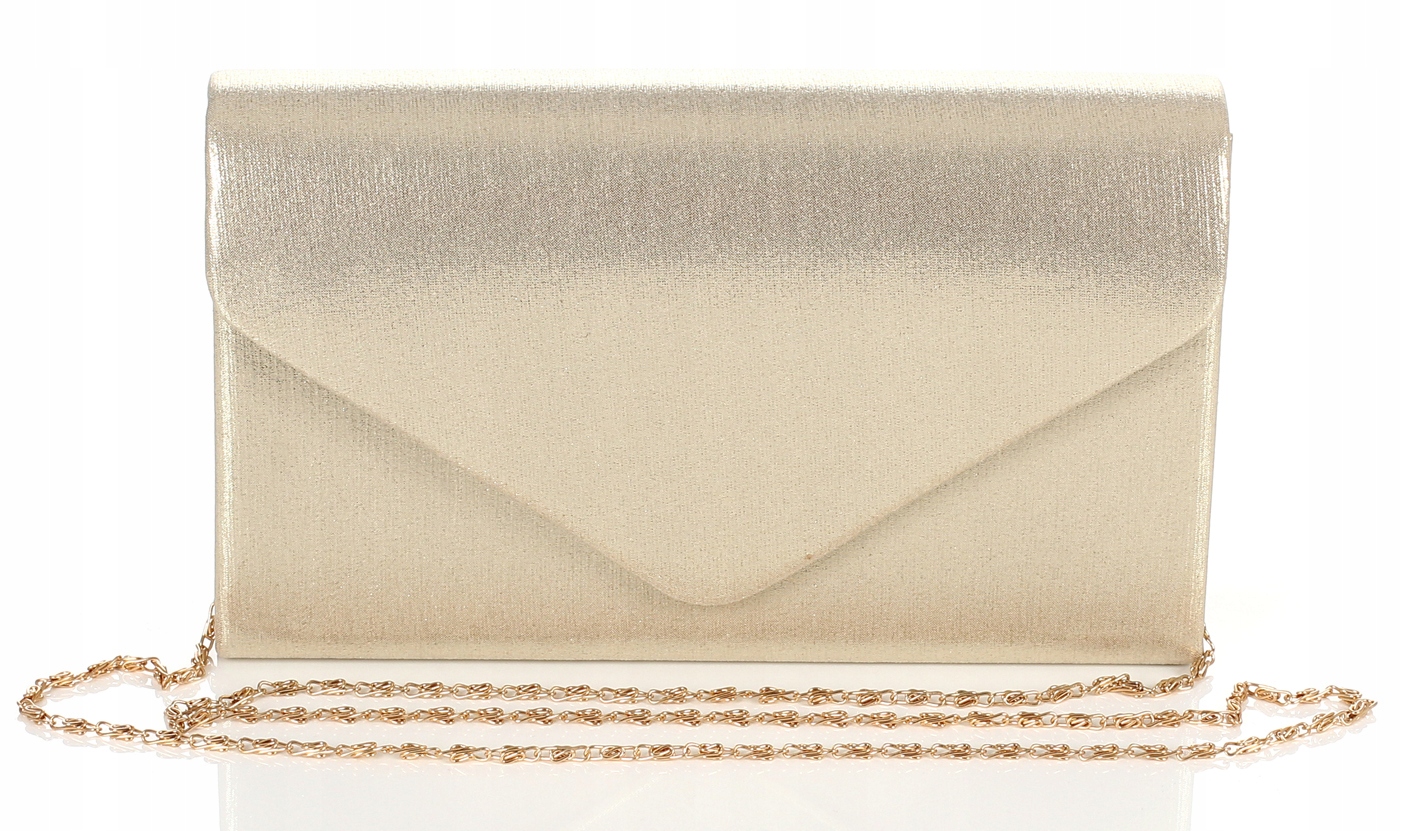 

Efektowna Satynowa złota kopertówka łańcuszku