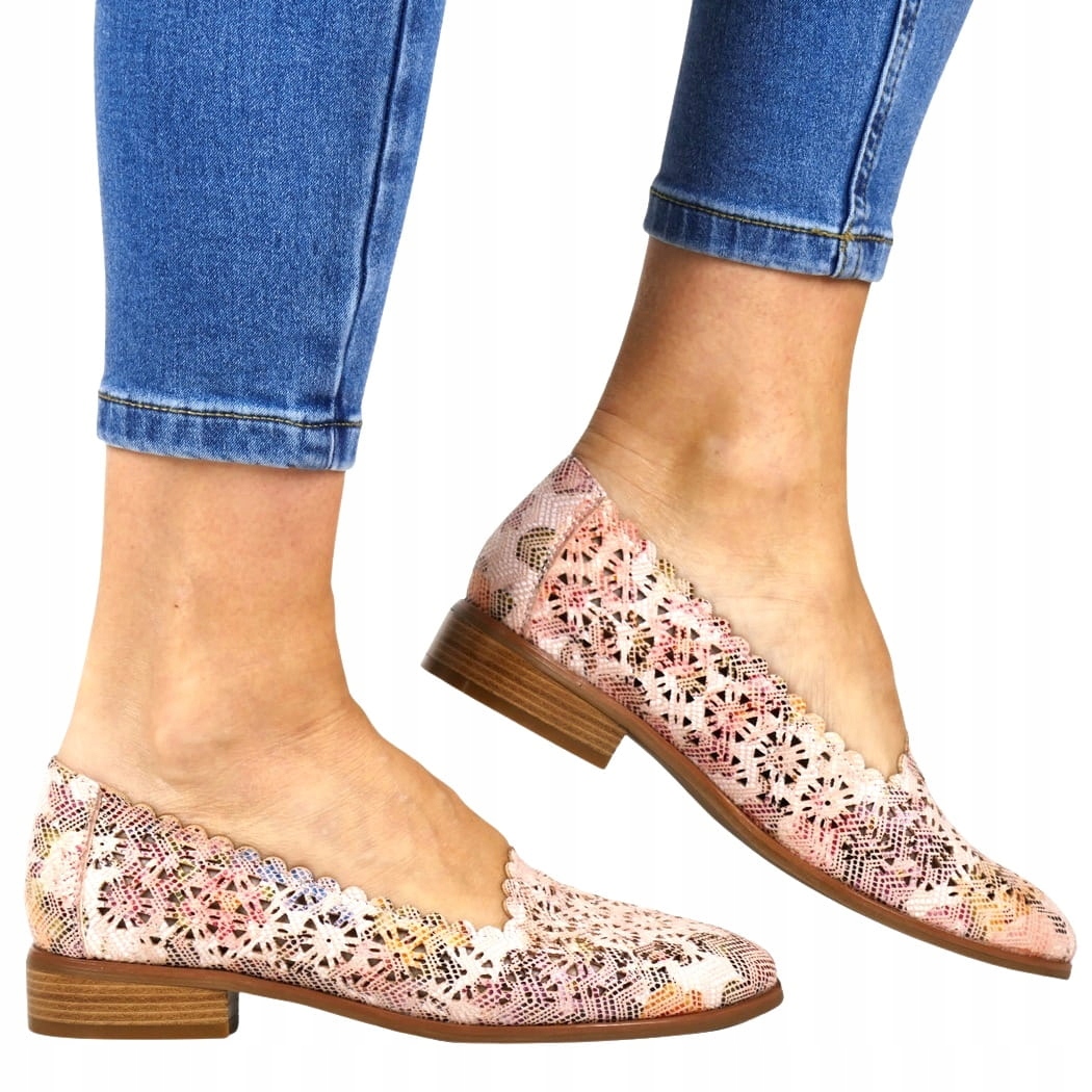 Růžové Dámské Nazouvací Polobotky S Vykrojeným Vzorem, Elegantní Mokasíny, Velikost 39
