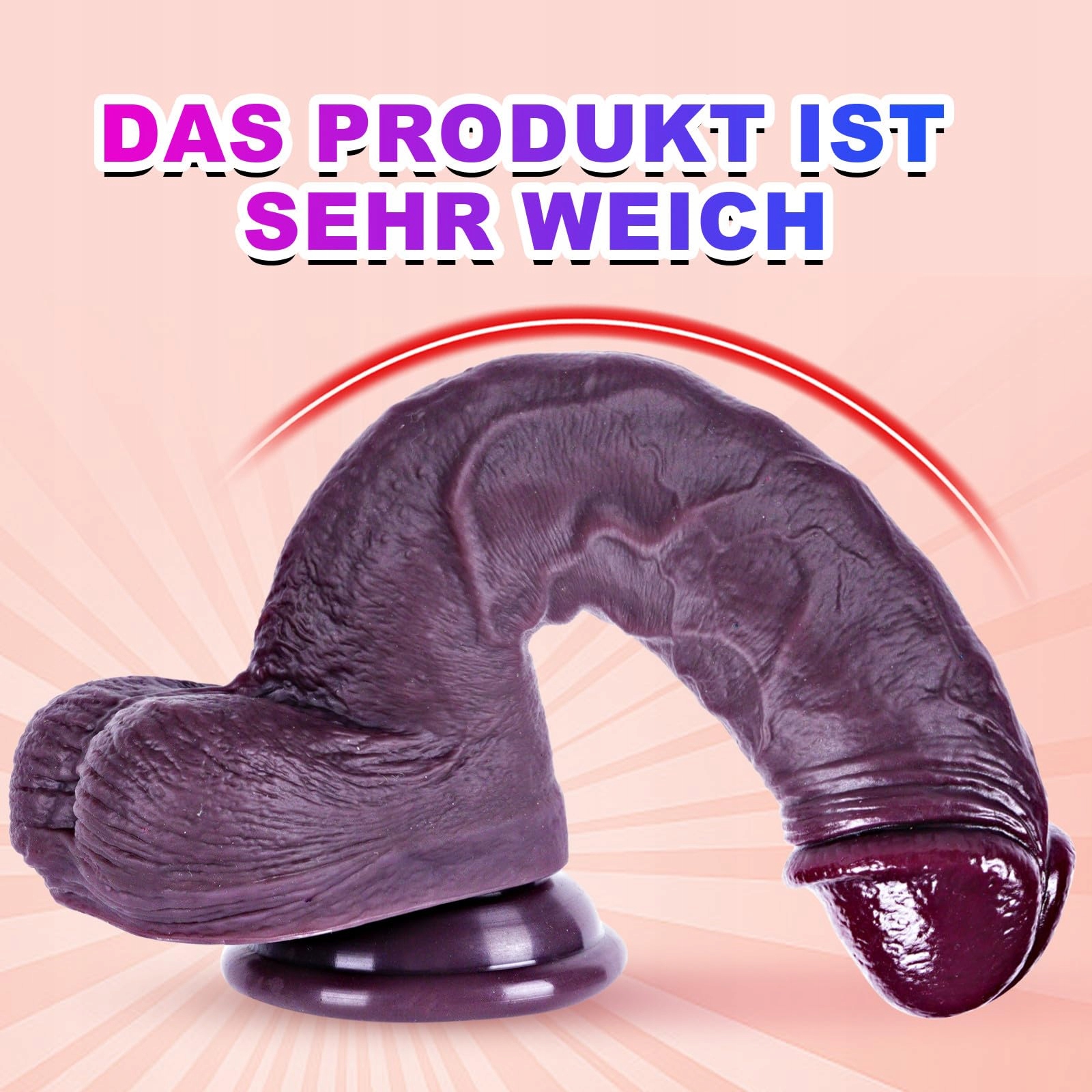 Realistyczny dildo 38 cm z przyssawką dla kobiet i mężczyzn — miniatura 2