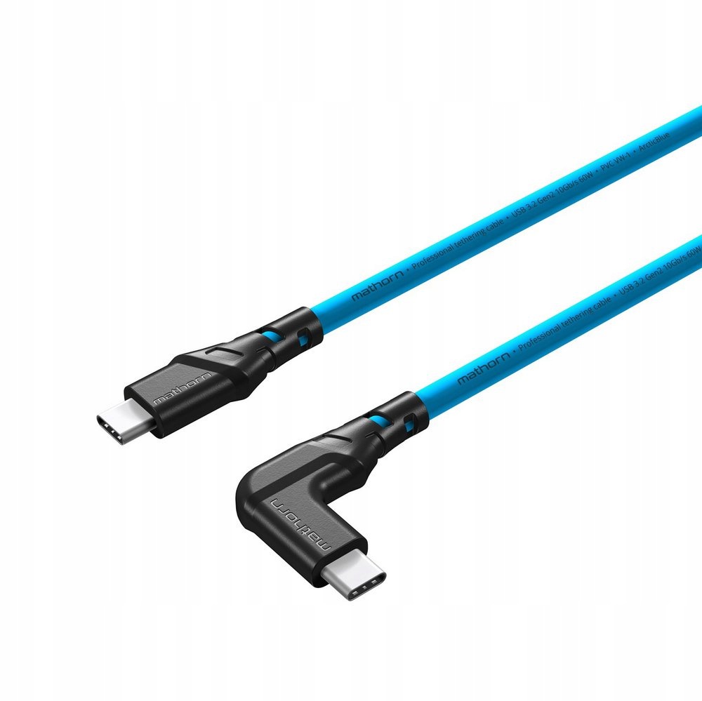 Kabel Usb-c 10 Gb/s 60 W 5 m kątowy Mathorn MTC-511 ArcticBlue