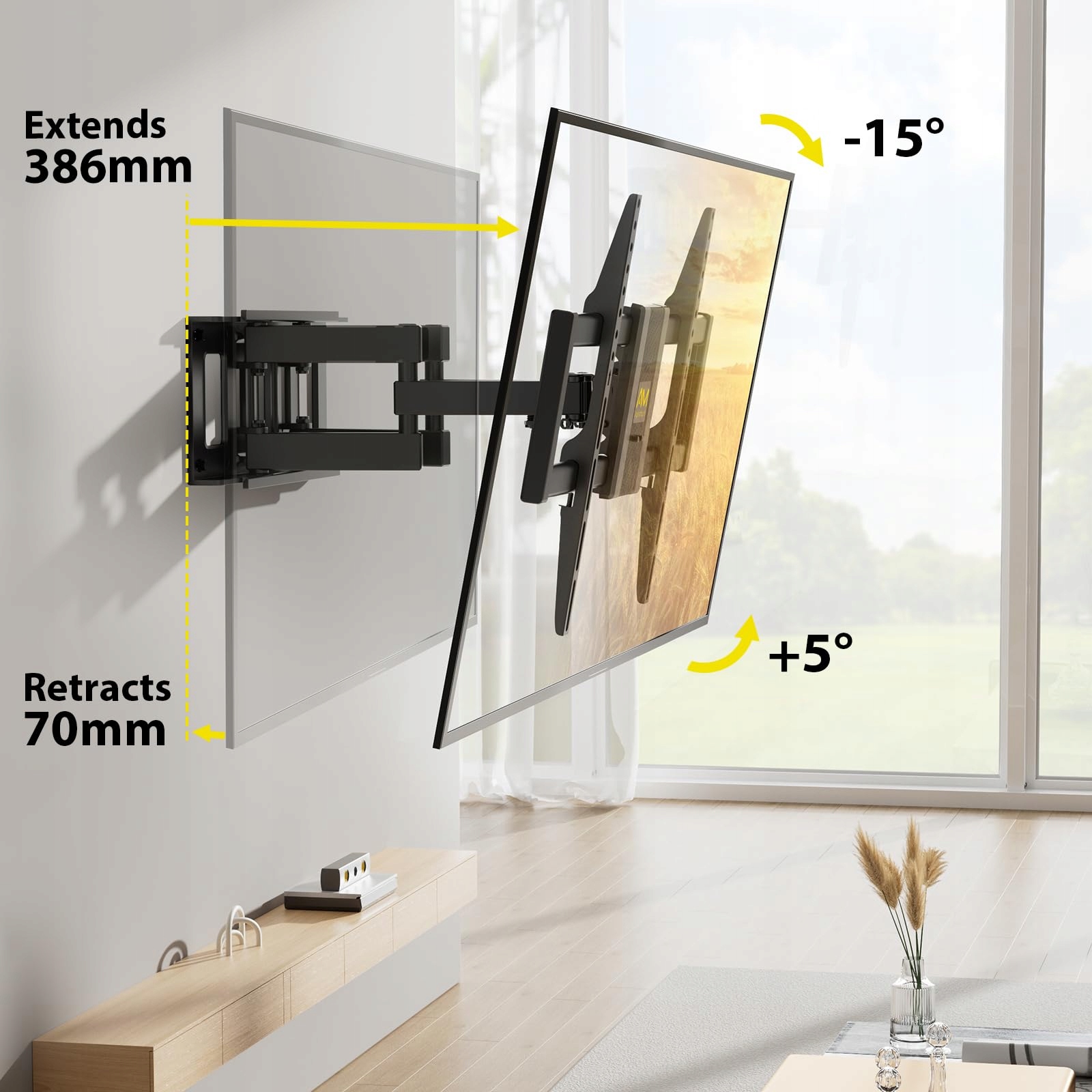 ALPHAMOUNT TV Wall Mount 37-75" Tilt 45kg VESA 200x100-600x400 Wersja 2 — miniatura 3