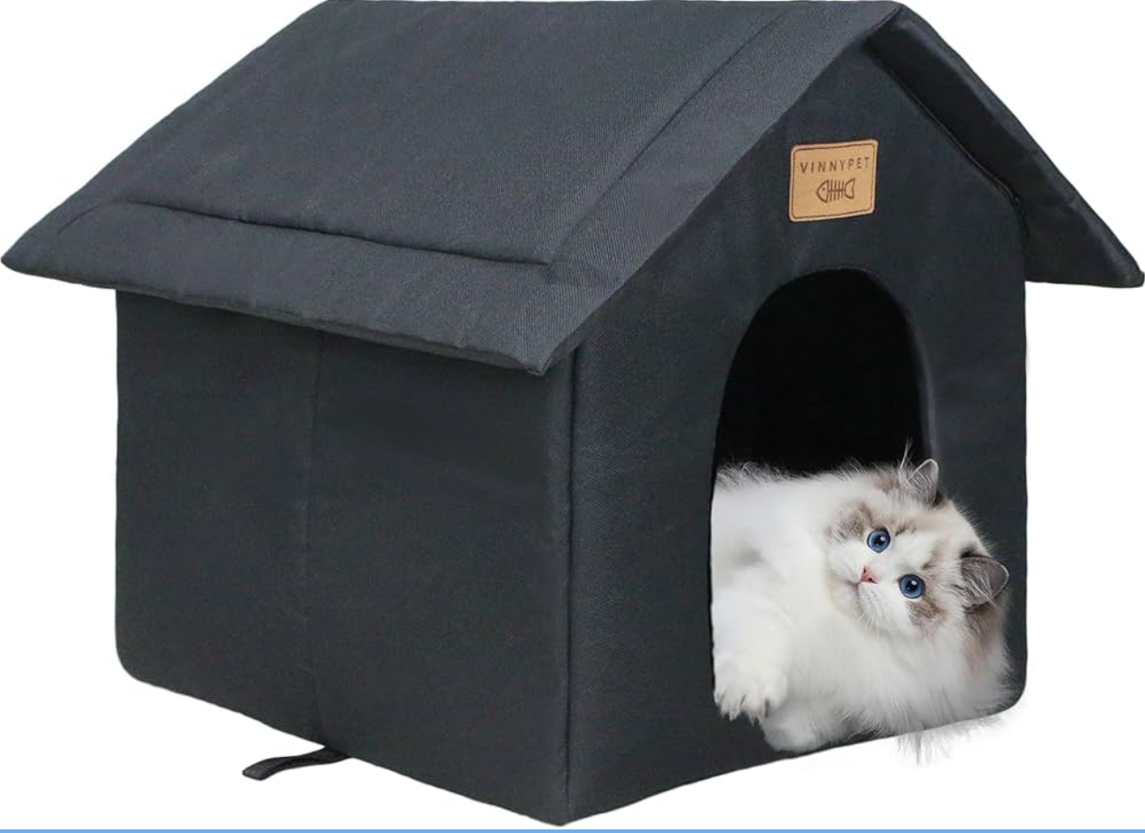 Domeček pro kočky psa 45 x 40 x 45 voděodolný materiál teplý černý vel. L