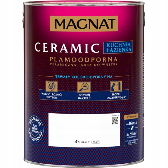Farba Magnat Keramika Kuchyňa Kúpeľňa 5L B5 Biela