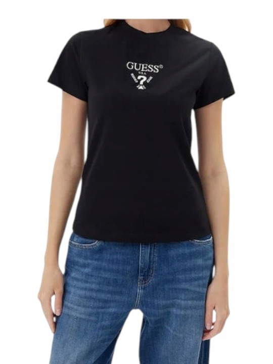 Guess tričko Guess Colette s krátkým rukávem Tričko černé rL