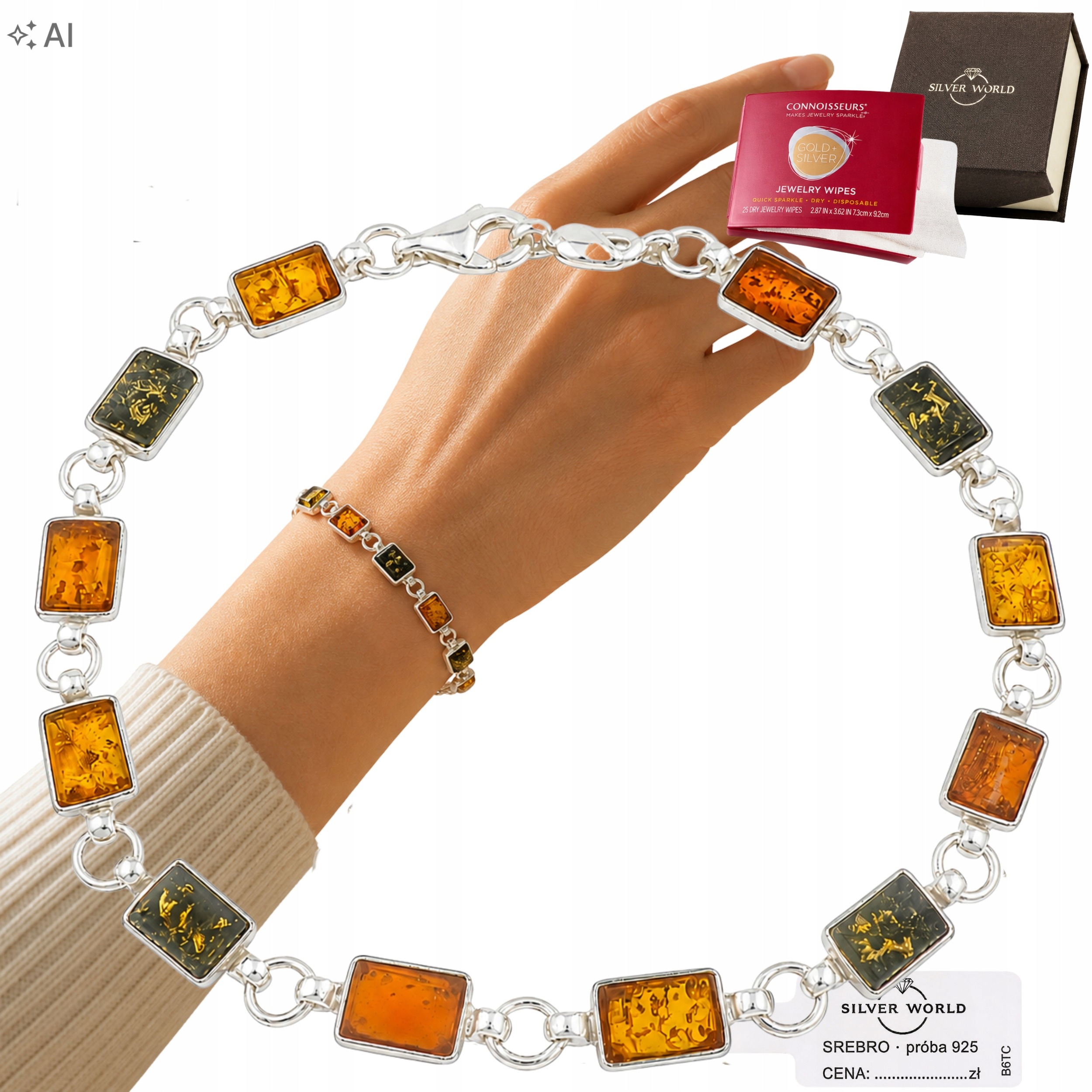 Stříbrný Náramek 925 S Baltským Jantarem Je Elegantní Jako Dárek Gravírování