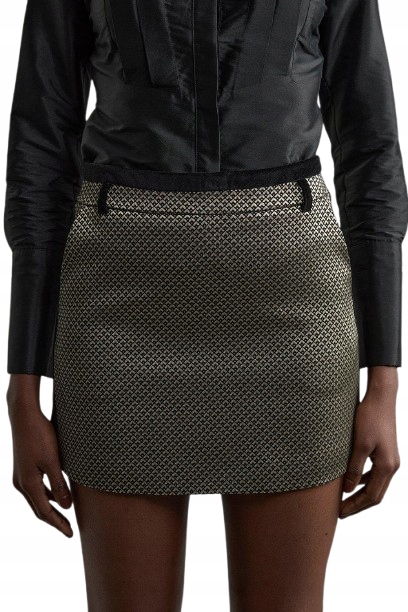 Karen Millen Tall Zlato-černá Mini Sukně S Geometrickým Vzorem 40 B1F