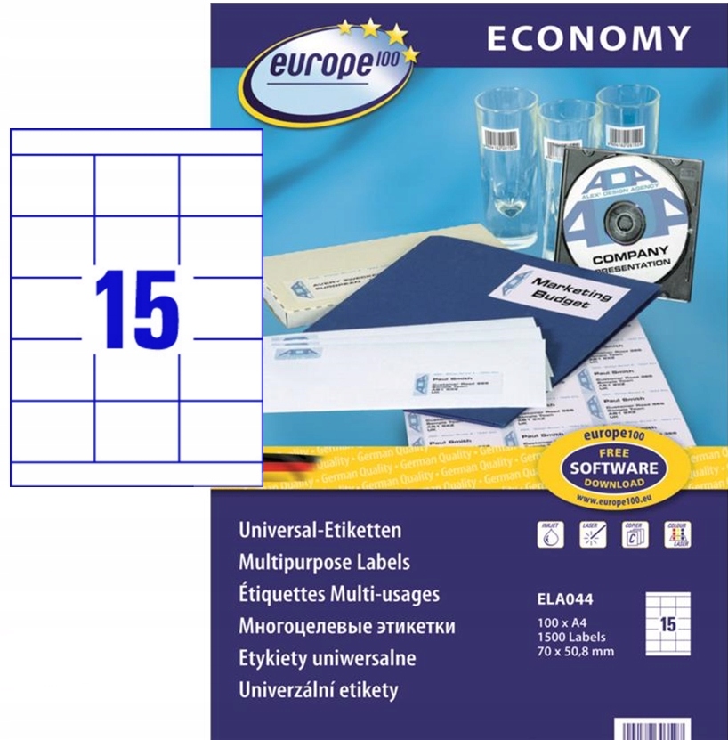 

Etykiety uniwersalne 70 x 50,8 mm Avery Economy