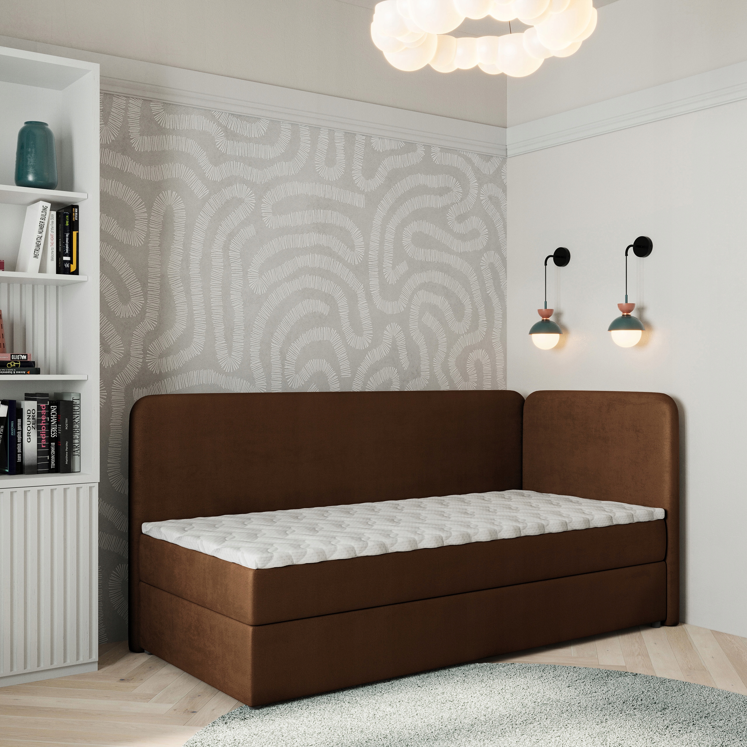 Postel Pro Mláděž Gina 100x200 cm s matrací, jednolůžko, hnědá barva