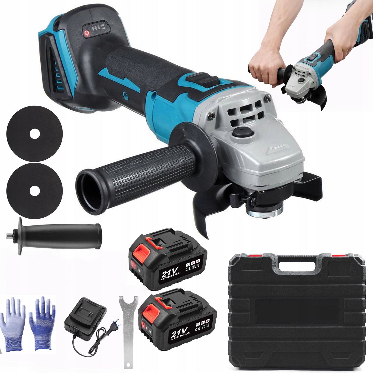 125 mm bezkartáčová úhlová bruska leštička řezací stroj 2x baterie