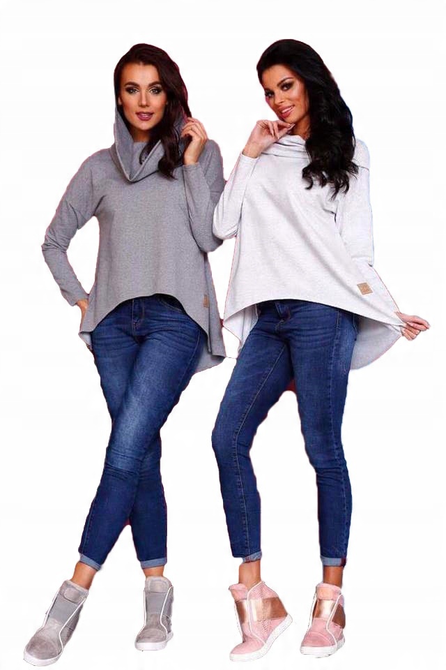 

Asymetryczna Tunika Bluza Sukienka Komin Kaptur S