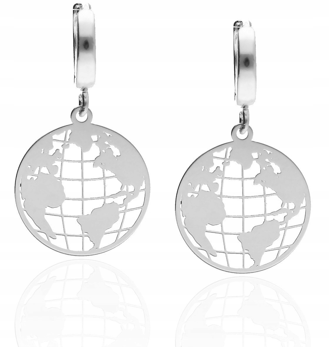 Náušnice závěsná zeměkoule globus země na kolečkách stříbro 925