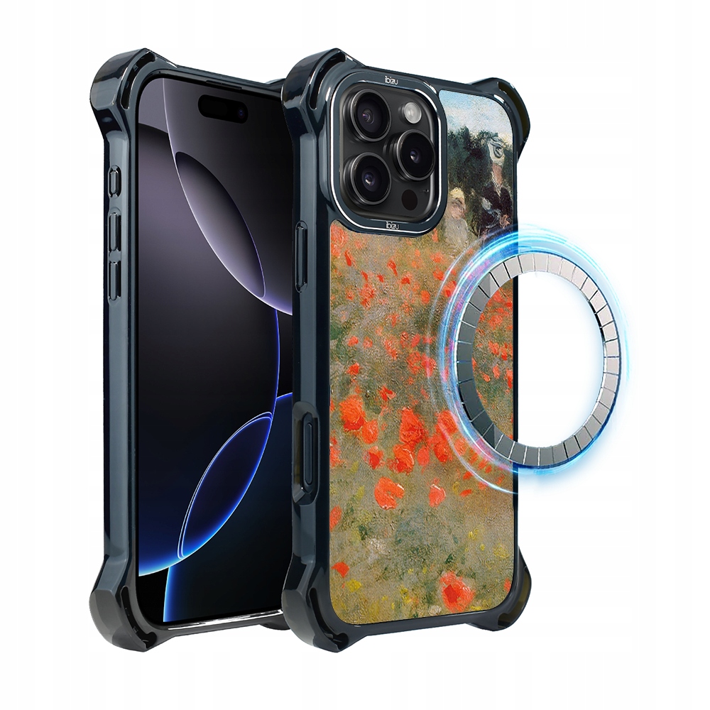 Pouzdro pro iPhone 16 Pro Ibizu DropGuard Ultra s MagSafe, pole máků
